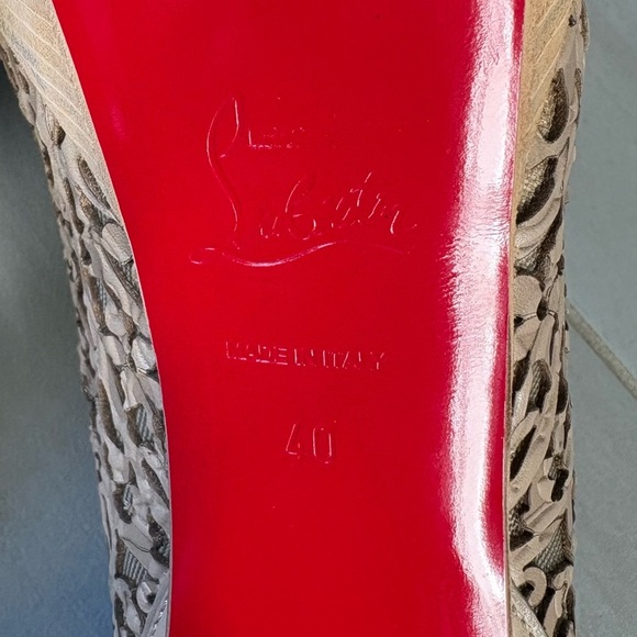 Christian Louboutin Pampas 150 Calf Brown, Laser-cut, Lace Peep-Toe Heels main image 6